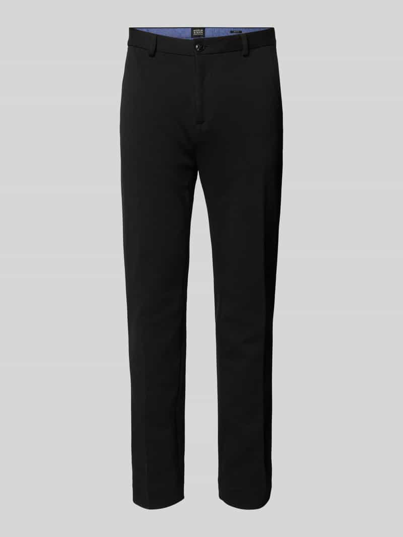 Scotch & Soda Tailored fit stoffen broek met riemlussen, model 'Mott'