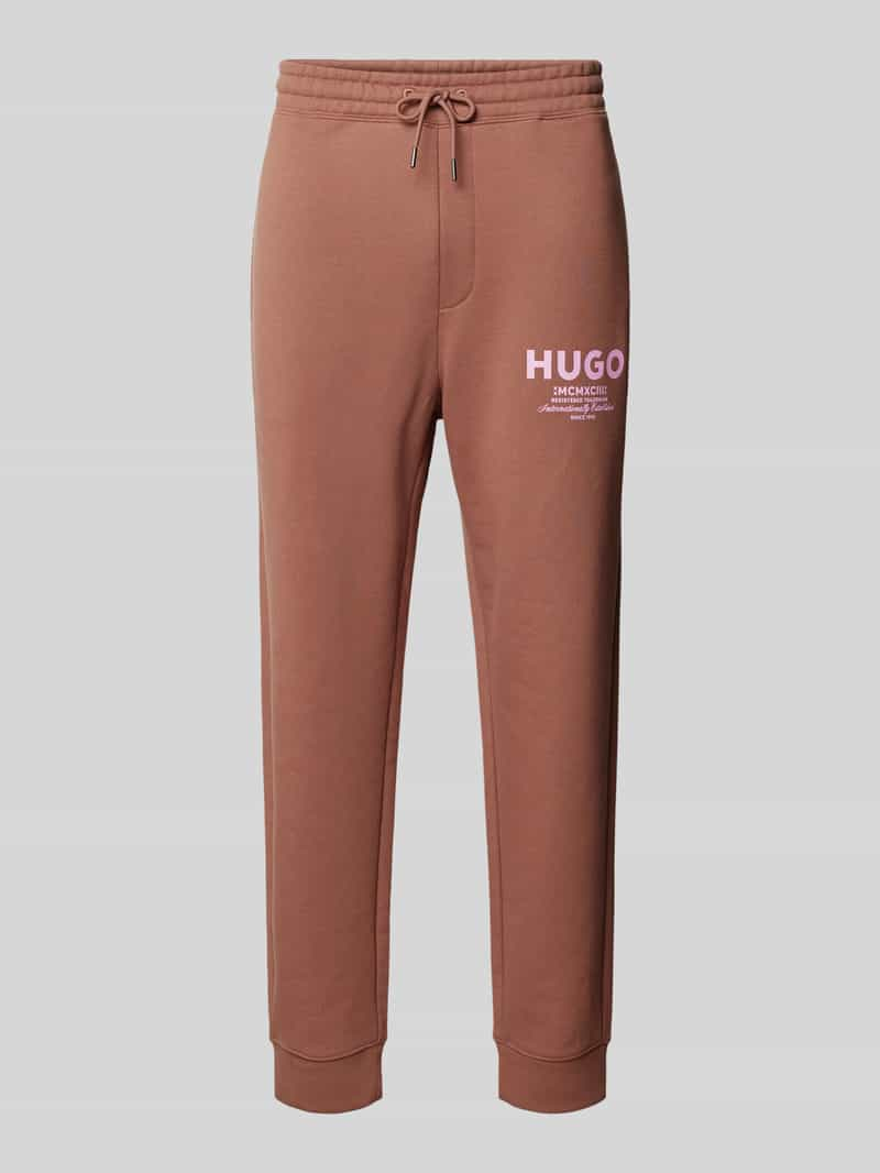 Hugo Blue Tapered fit sweatpants met labelprint, model 'Nevez'