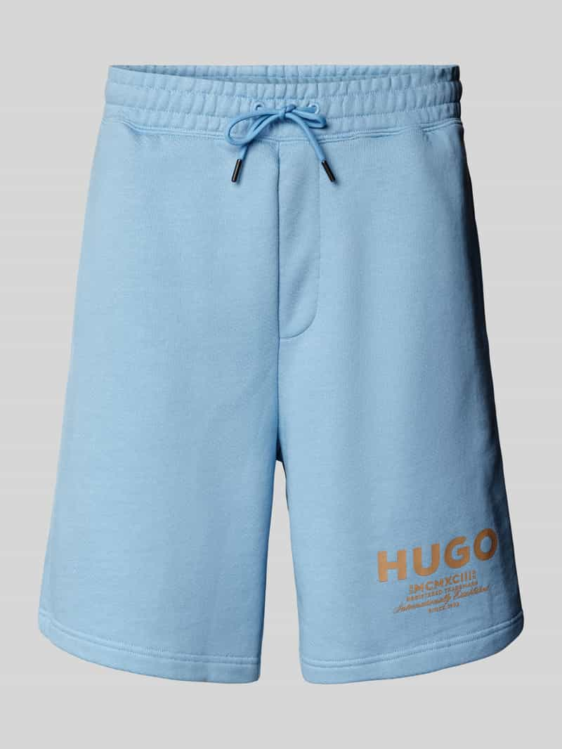 Hugo Blue Sweatshorts met labelprint, model 'Nomario'