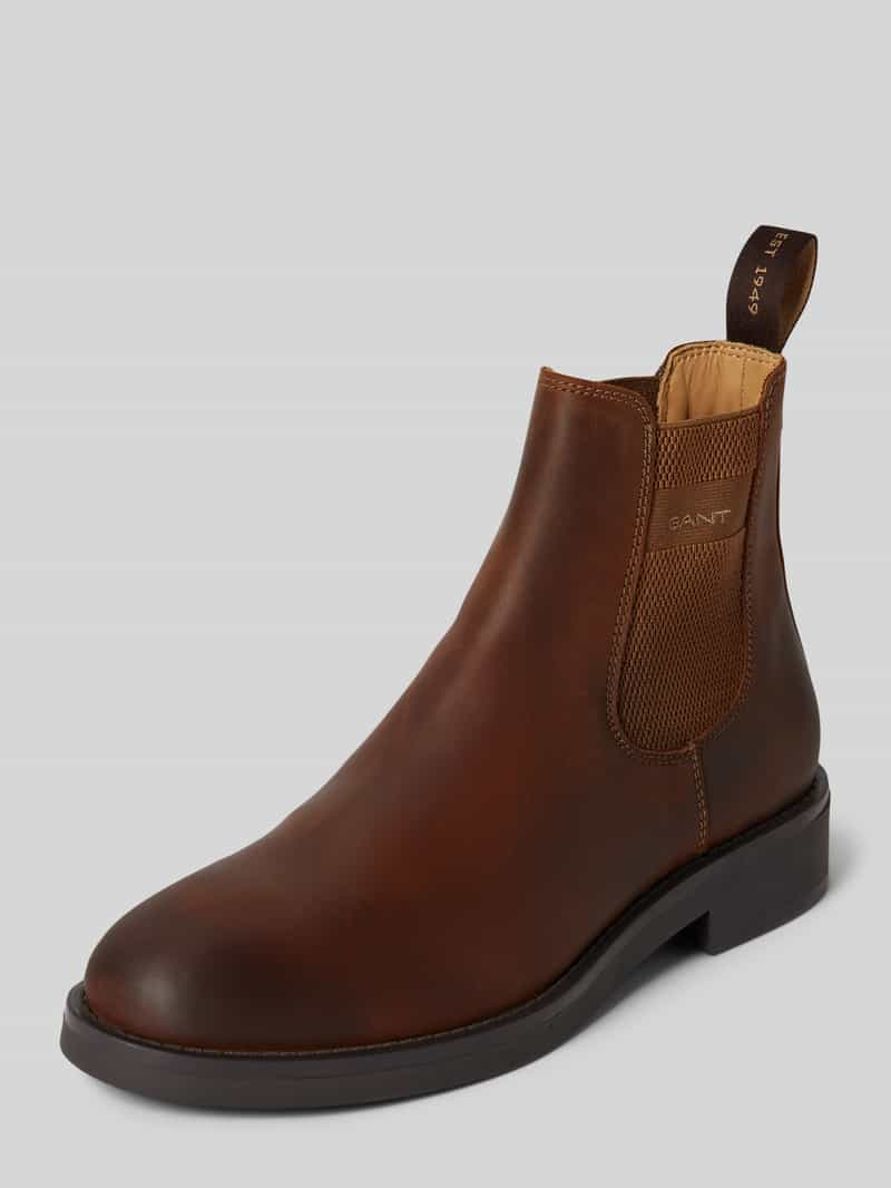 Gant Chelsea boots van leer met labeldetail, model 'Prepdale'