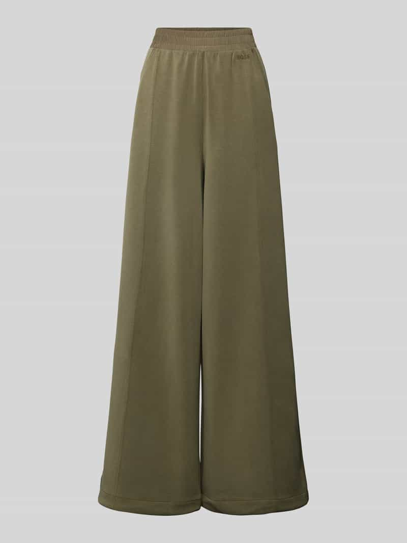 Boss Orange Wide leg stoffen broek met labelstitching, model 'Ecara'