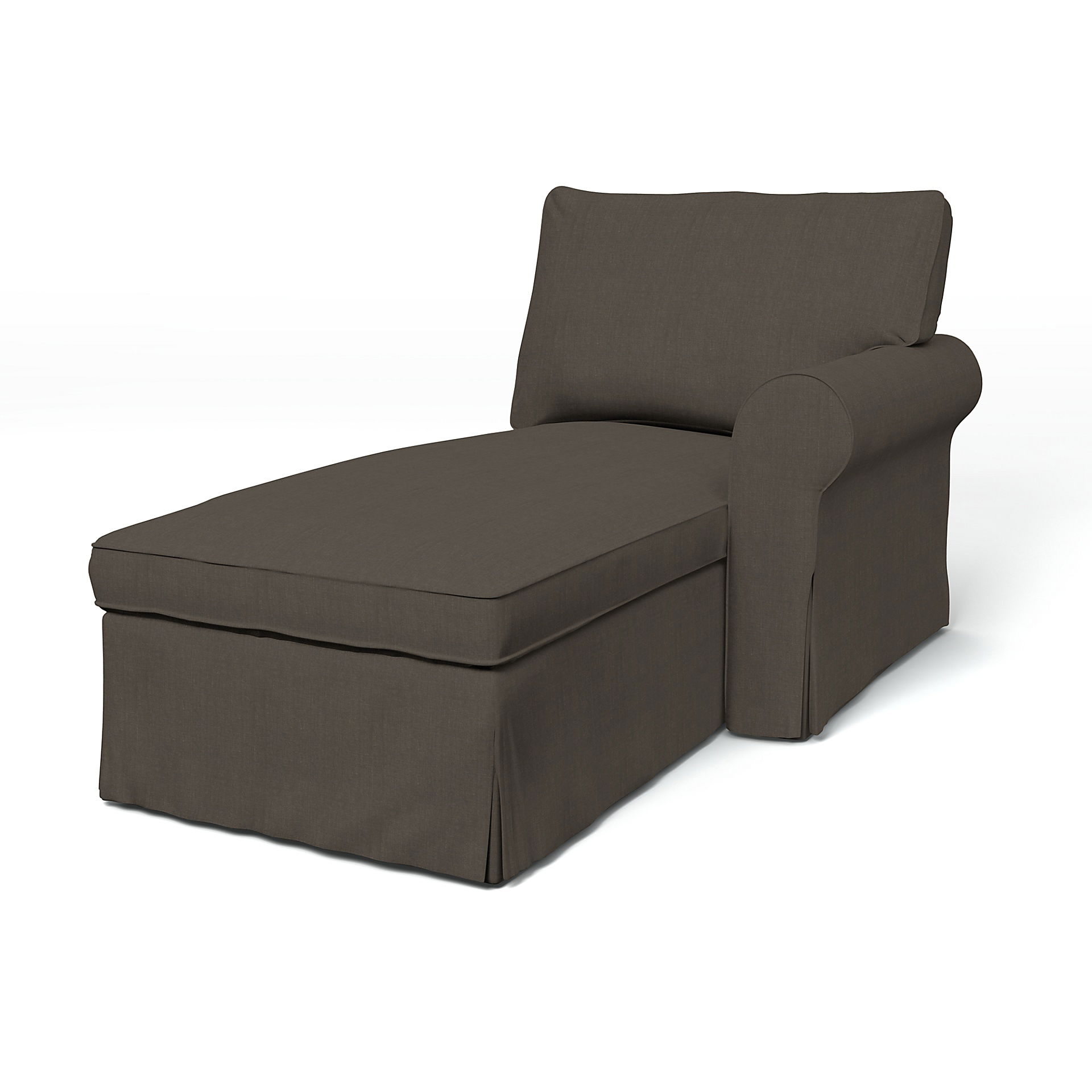 Bemz IKEA - Hoes voor chaise longue Ektorp met armleuning rechts, Mocha, Linnen