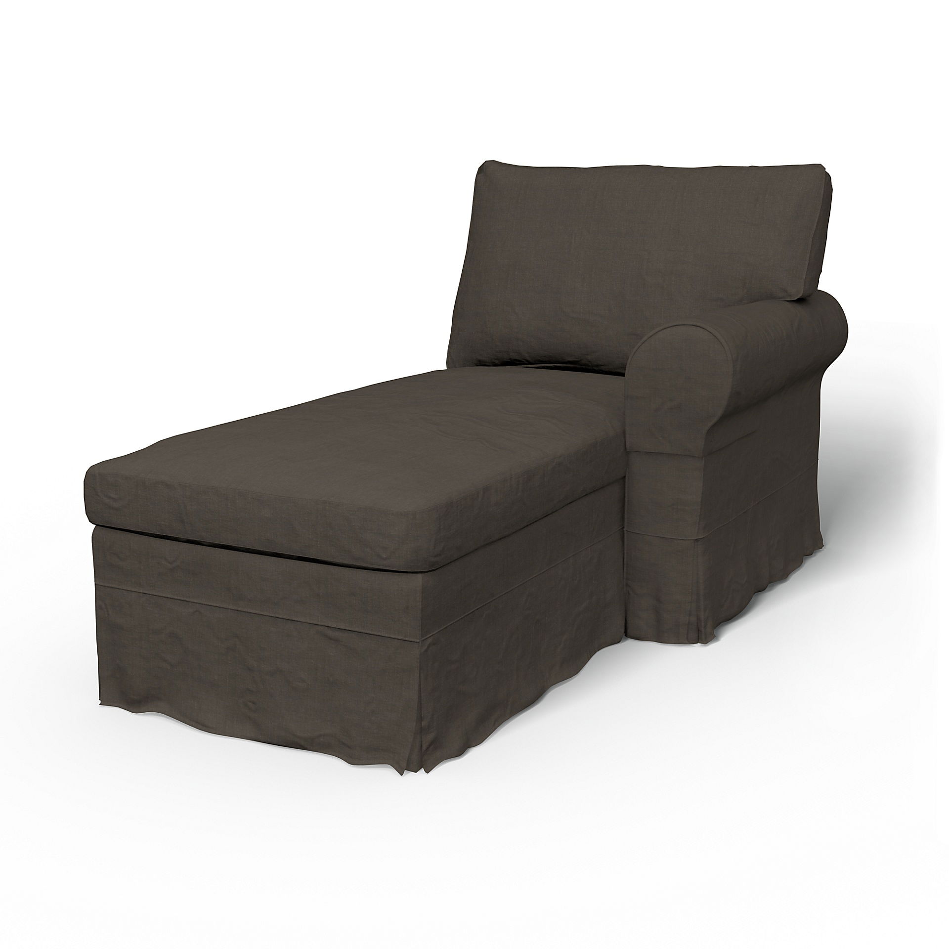 Bemz IKEA - Hoes voor chaise longue Ektorp met armleuning rechts, Mocha, Linnen