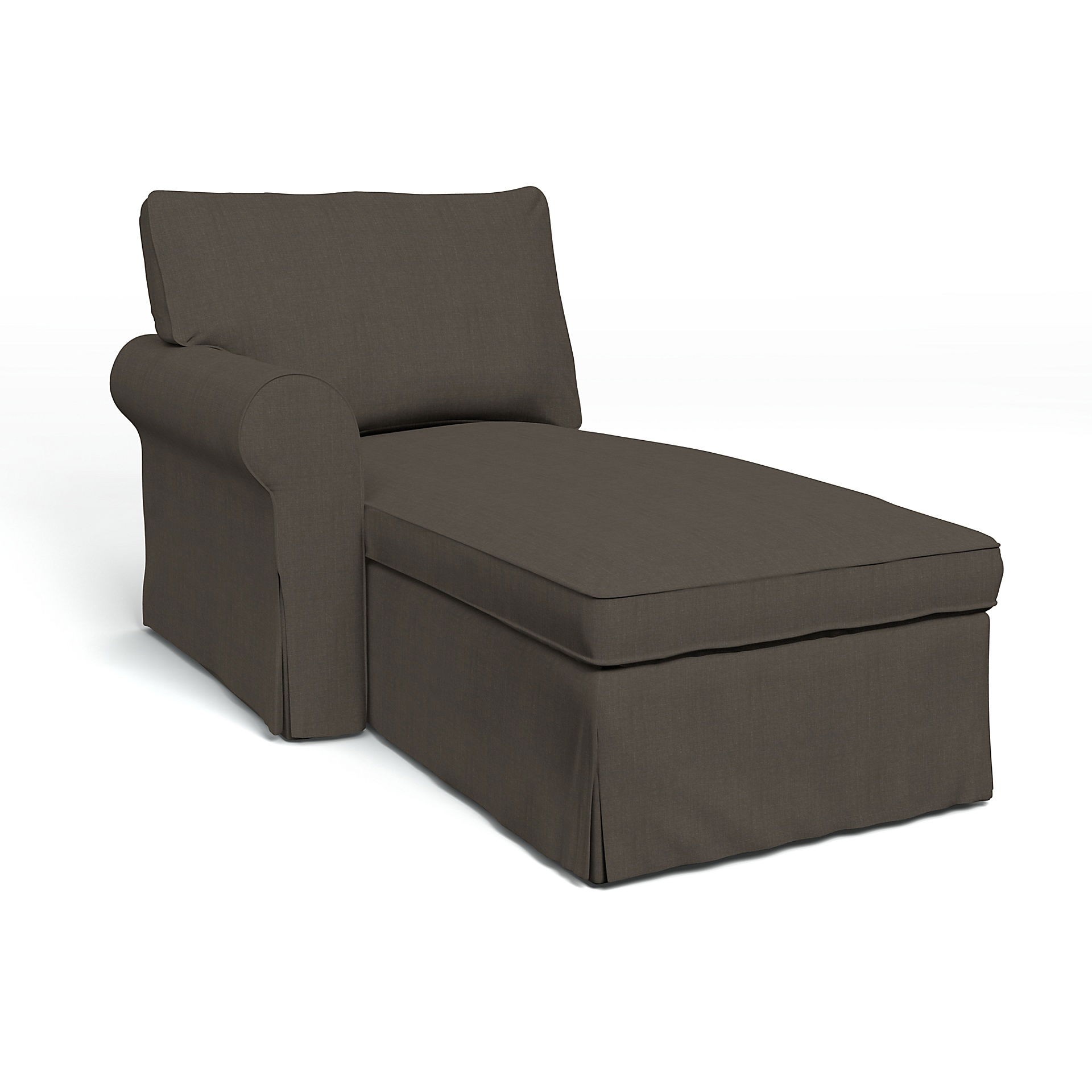 Bemz IKEA - Hoes voor chaise longue Ektorp met armleuning links, Mocha, Linnen