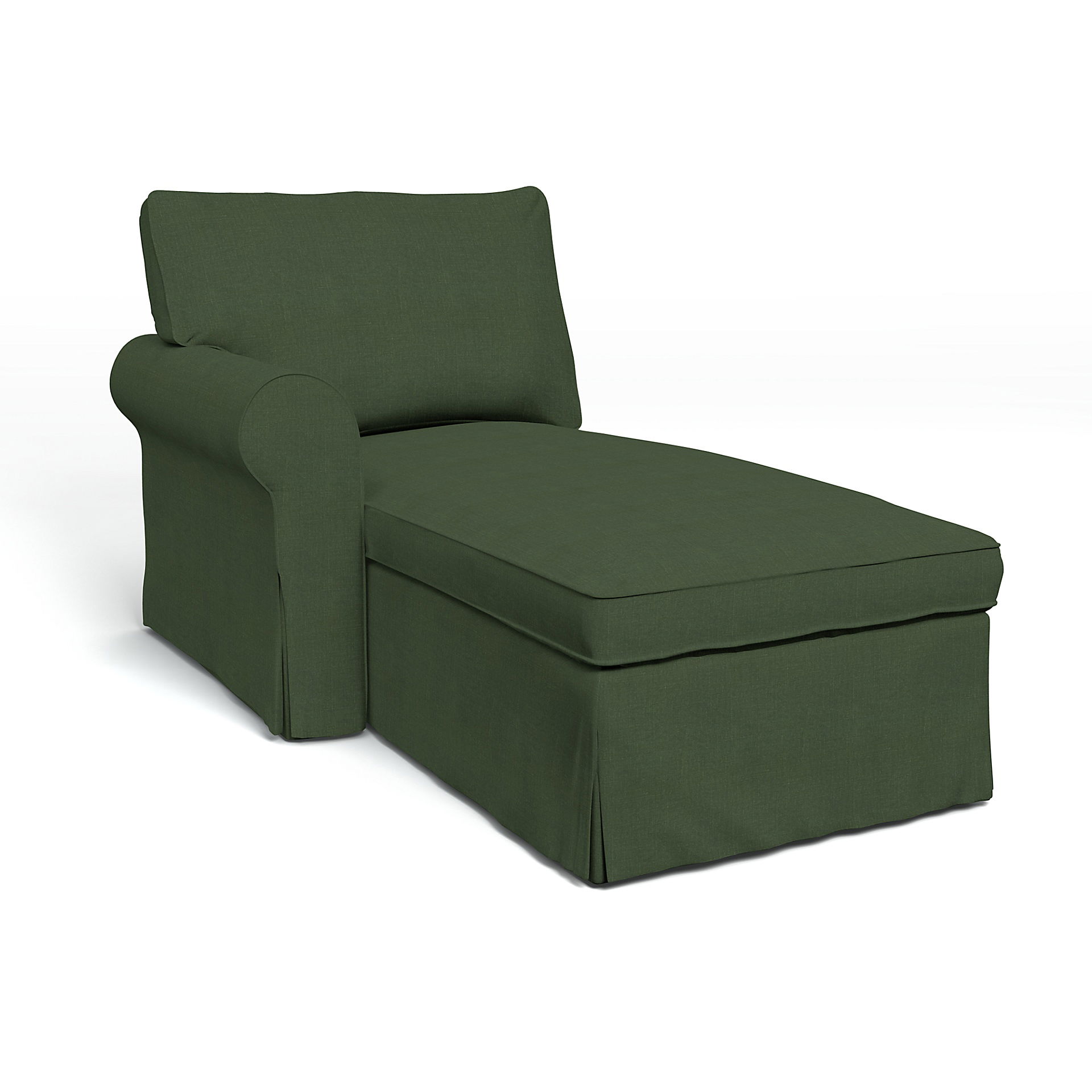 Bemz IKEA - Hoes voor chaise longue Ektorp met armleuning links, Moss, Linnen