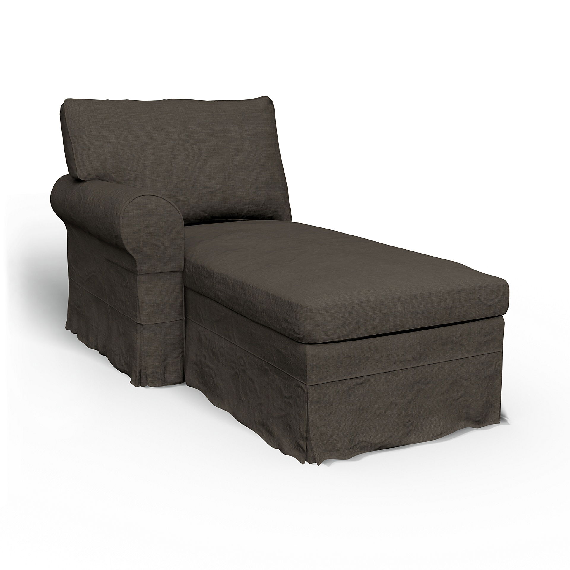 Bemz IKEA - Hoes voor chaise longue Ektorp met armleuning links, Mocha, Linnen