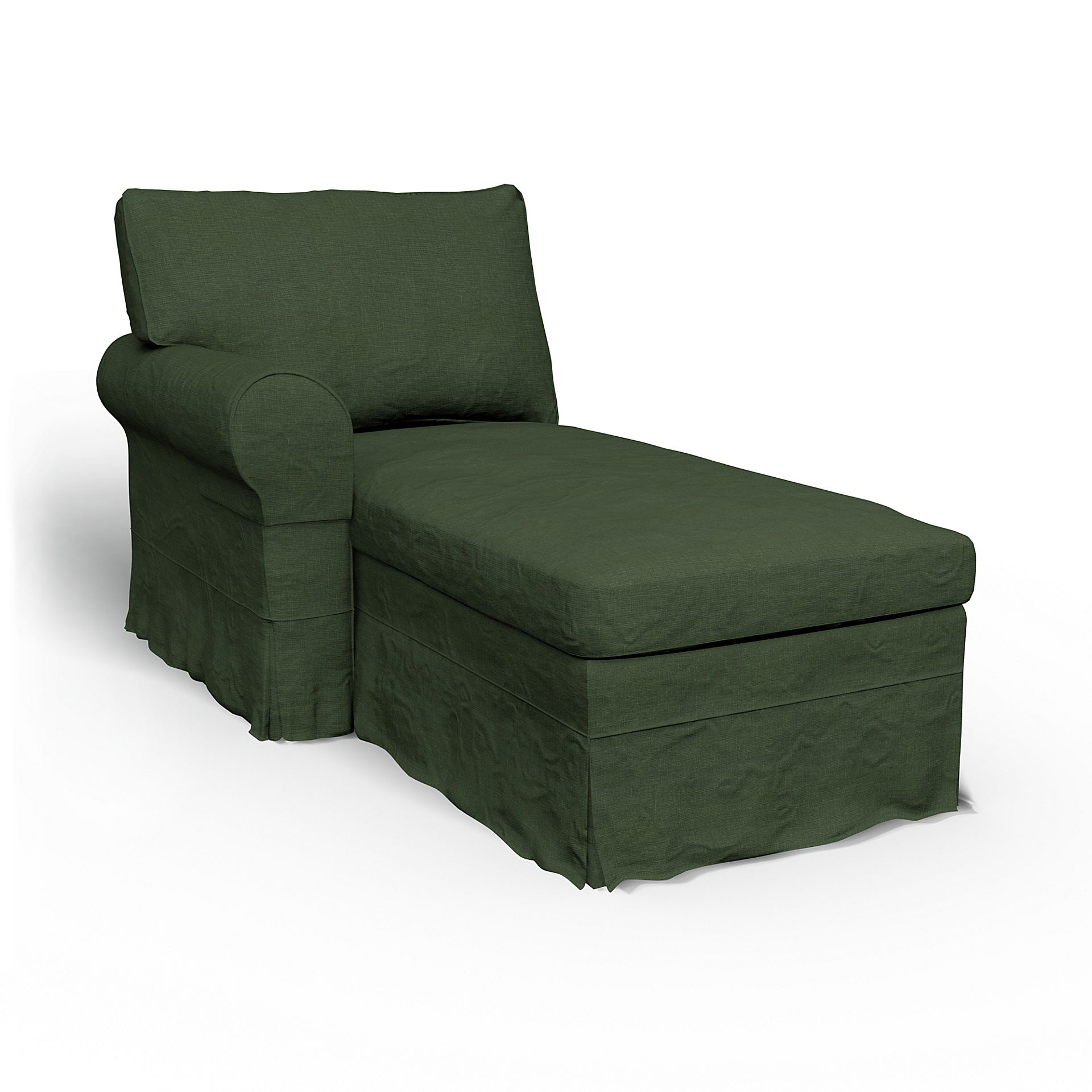 Bemz IKEA - Hoes voor chaise longue Ektorp met armleuning links, Moss, Linnen