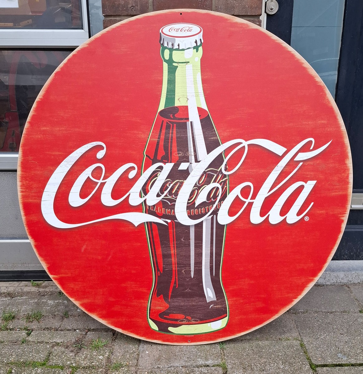 Fiftiesstore Coca-Cola Classic Bottle XL Rond Houten Bord - Ø117cm