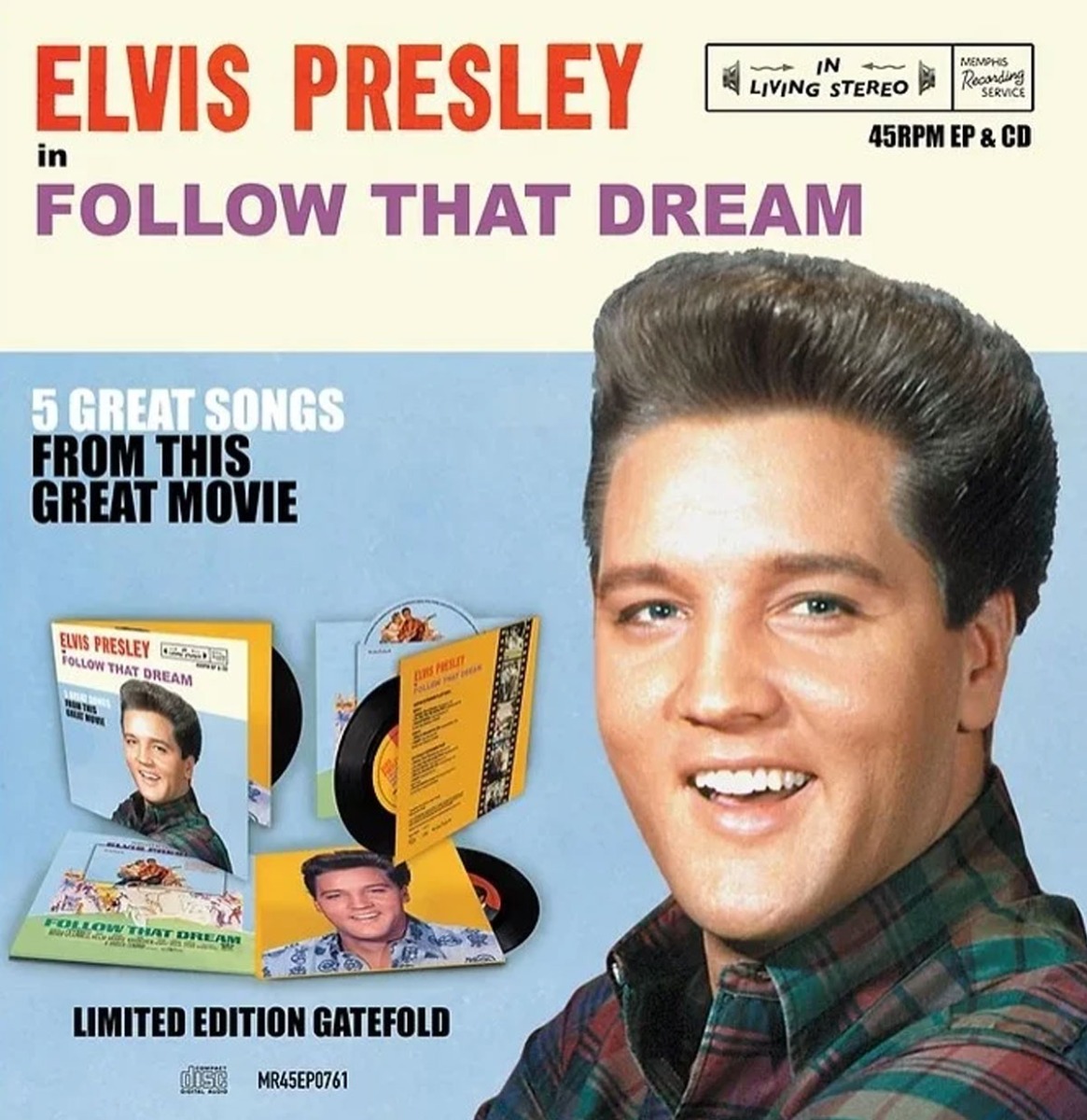 Fiftiesstore Elvis Presley In Follow That Dream Gatefold Combi CD & CLEAR Vinyl EP MRS