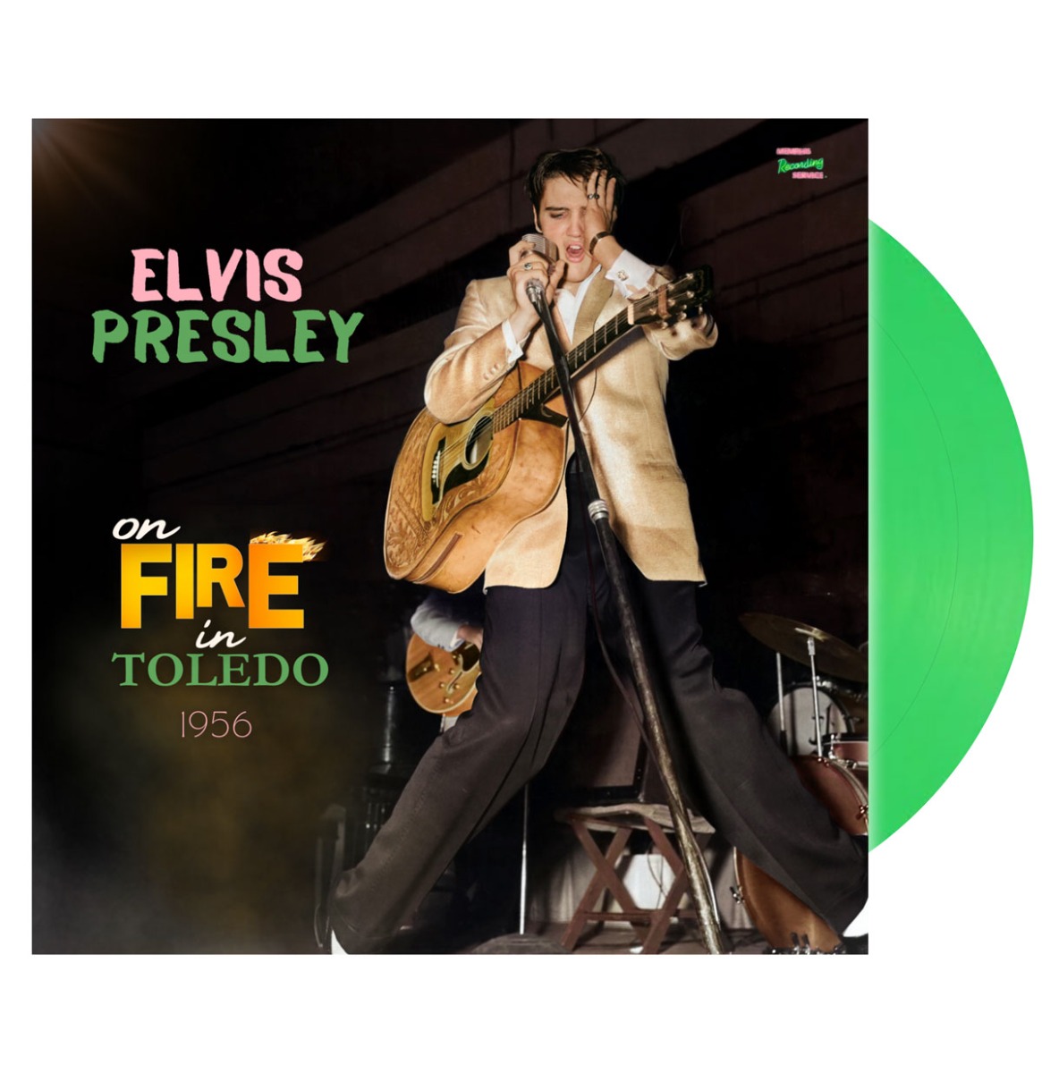 Fiftiesstore Single: Elvis Presley - On Fire In Toledo 1956 (Groen Vinyl) + CD