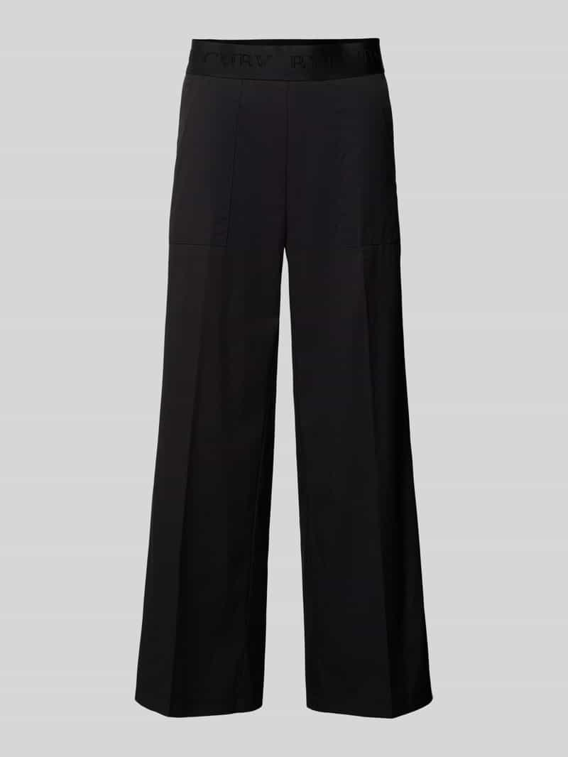 CAMBIO Wide leg stoffen broek met label in band, model 'CAMERON UTILITY'