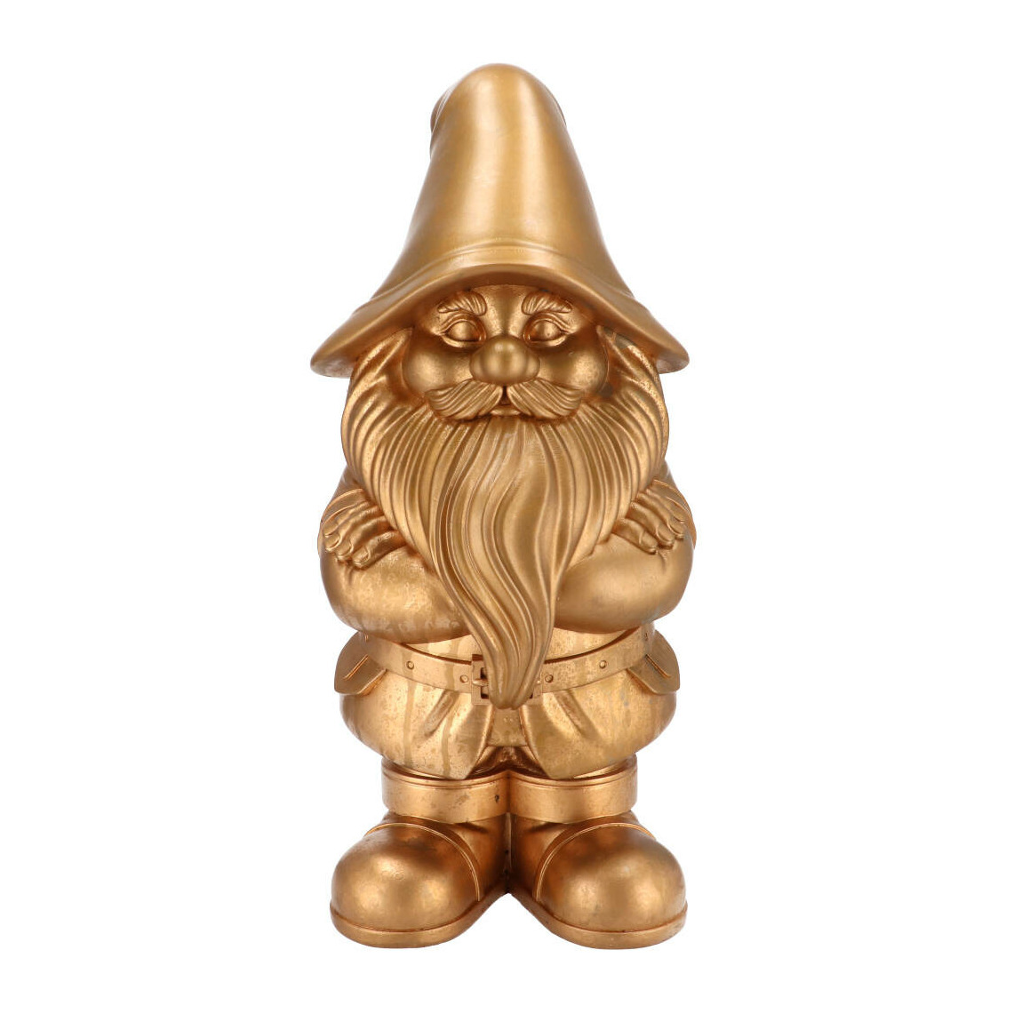 DK Design Tuinkabouter beeldje Dutch Gnome - goud - 20 cm - decoratieve tuinbeeldjes -