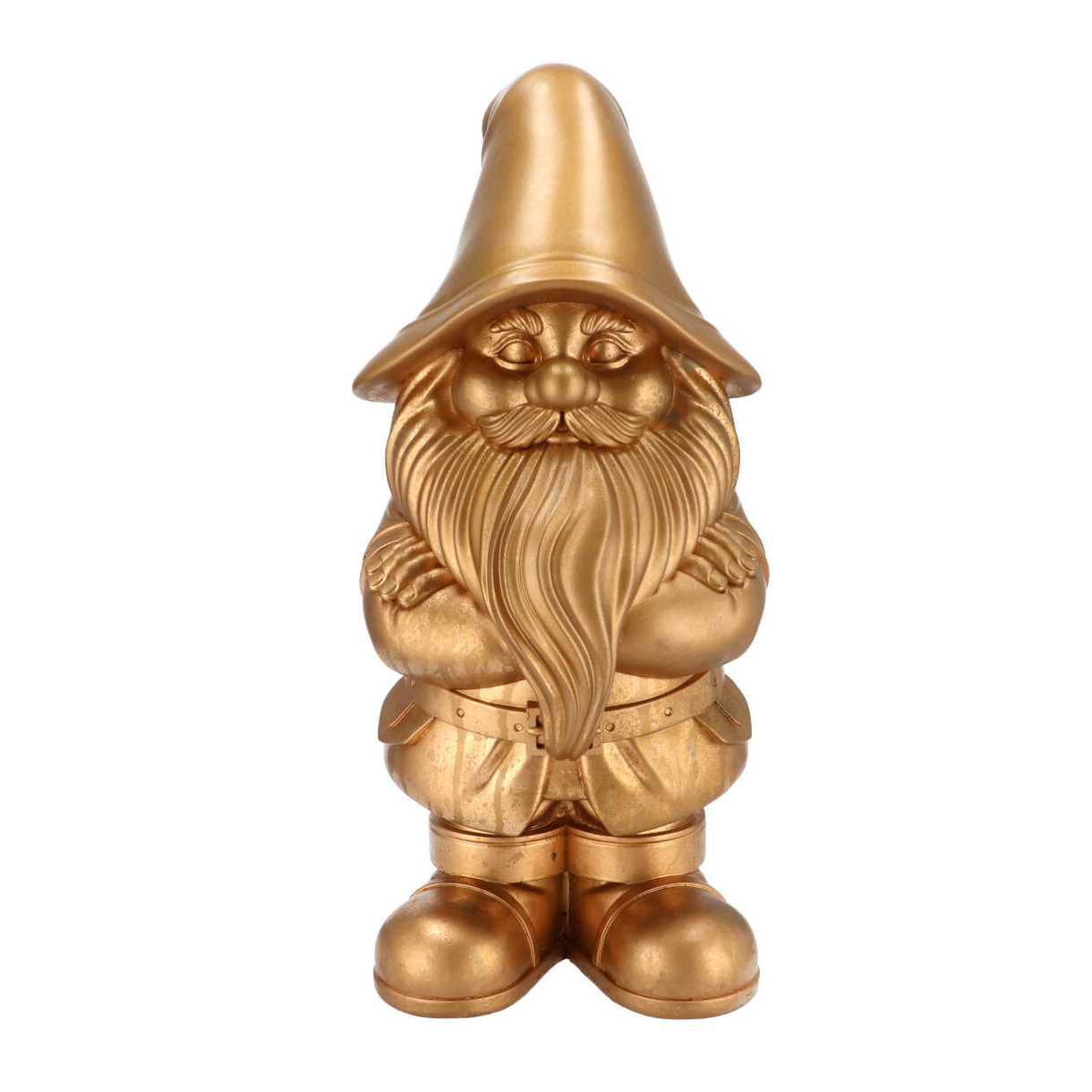 DK Design Tuinkabouter beeldje Dutch Gnome - goud - 25 cm - decoratieve tuinbeeldjes -