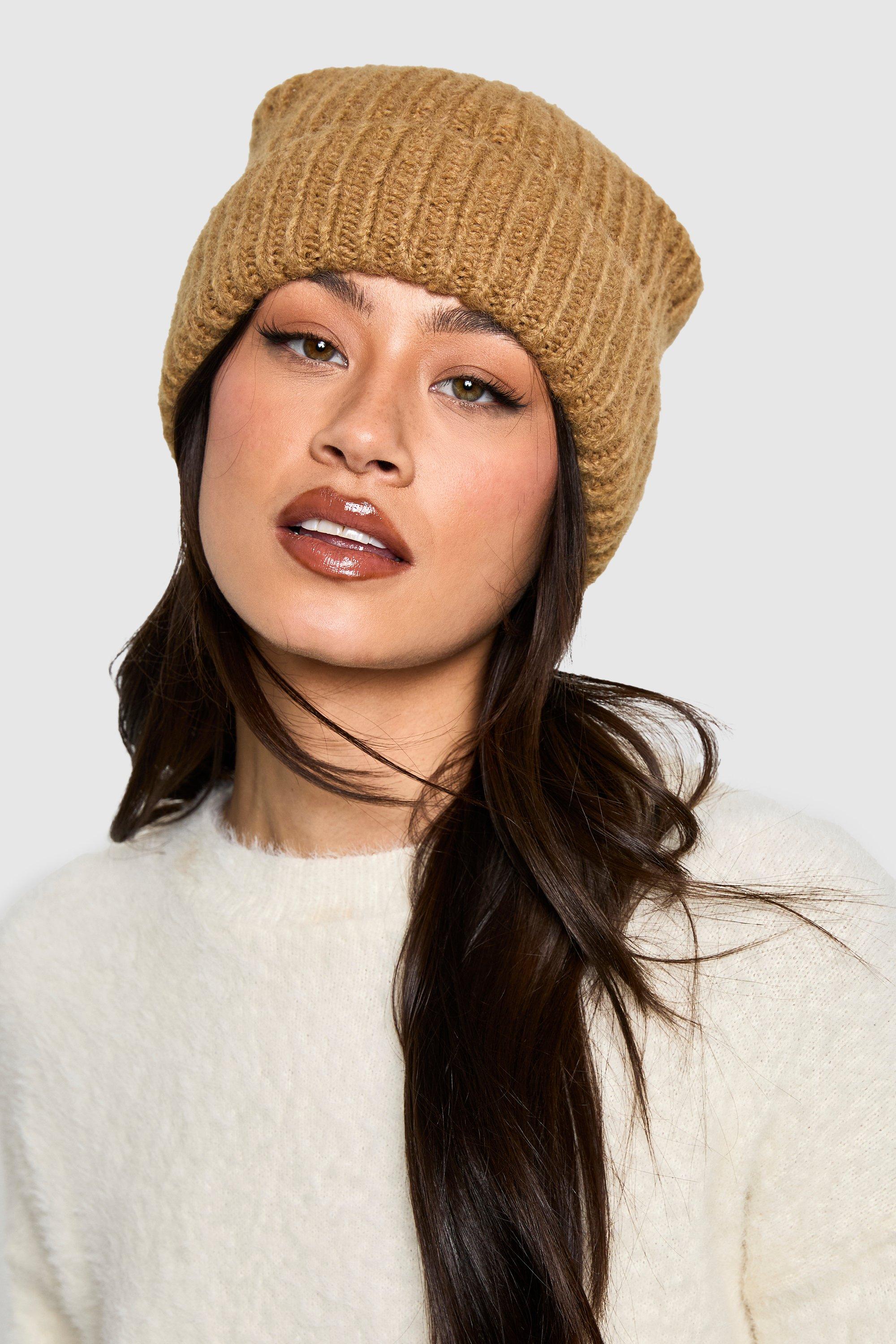 Boohoo Monochrome Pluizige Gebreide Muts, Brown