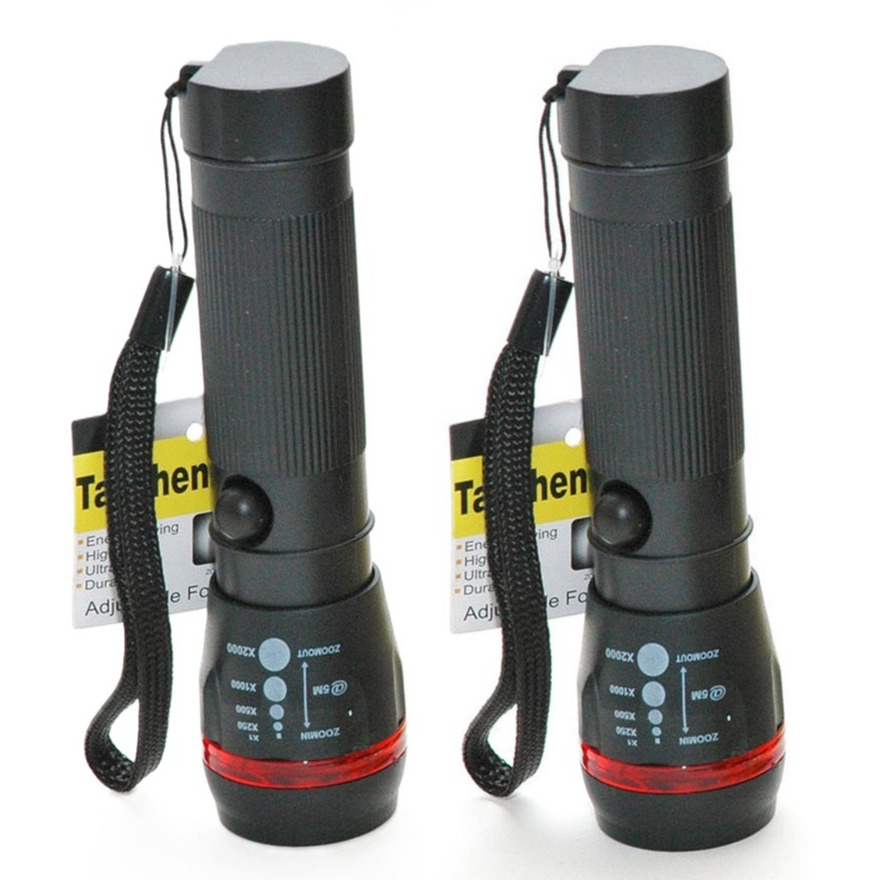 Humbert Zaklamp - 2x - LED - compact - kunststof - zwart - 15 cm -