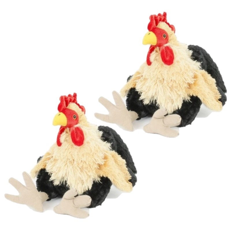 Semo 2x stuks pluche kip/haan knuffel 23 cm -