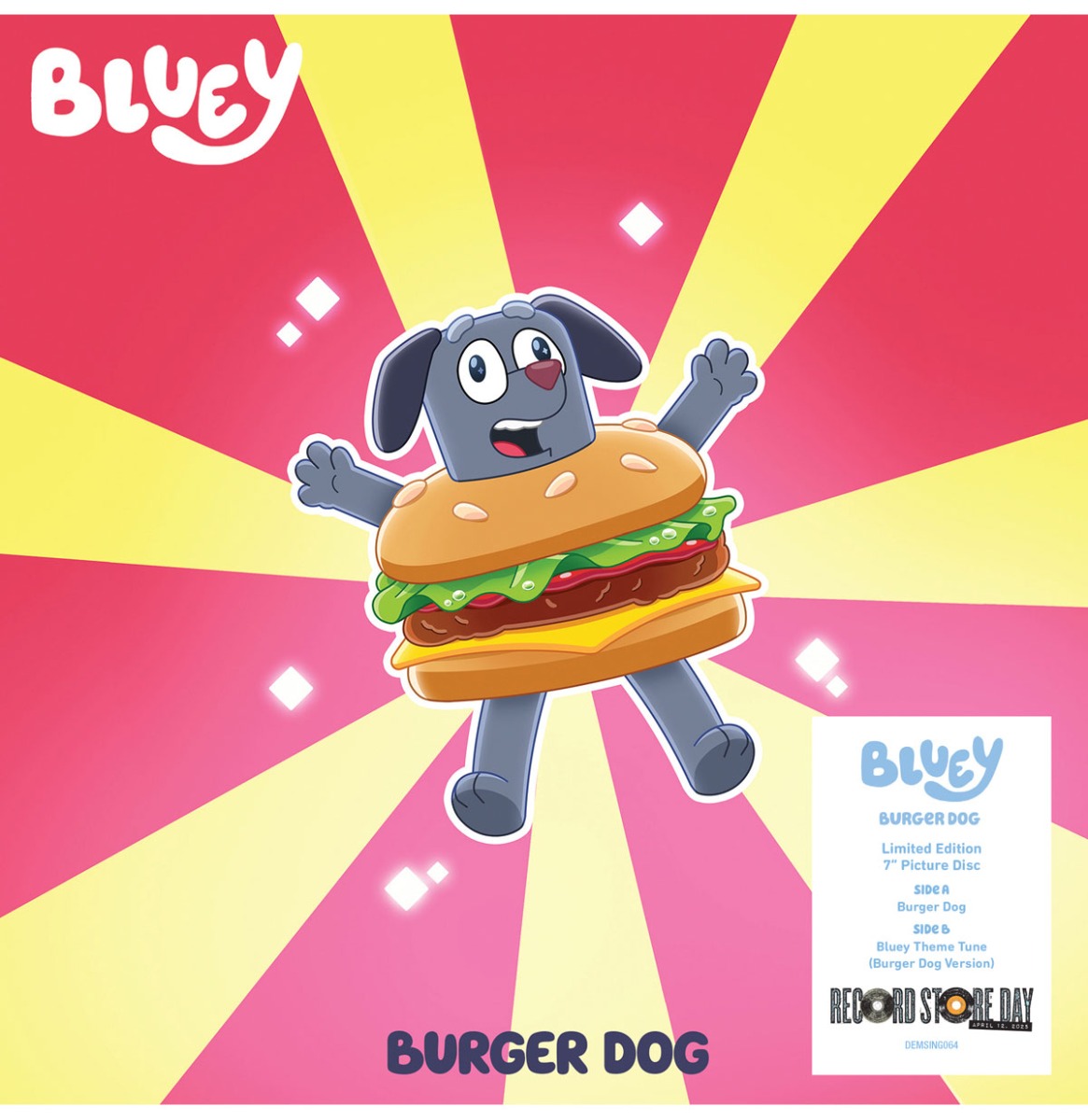 Fiftiesstore Single: Bluey - Burger Dog/ Bluey Theme Extended: Burger Dog Version (Picture Disc) (Record Store Day 2025)