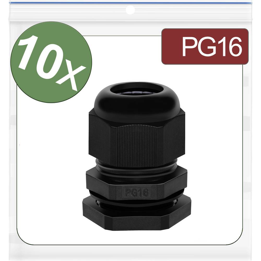 Quadrios 24CA382 Wartel PG16 Polyamide Zwart 10 stuk(s)