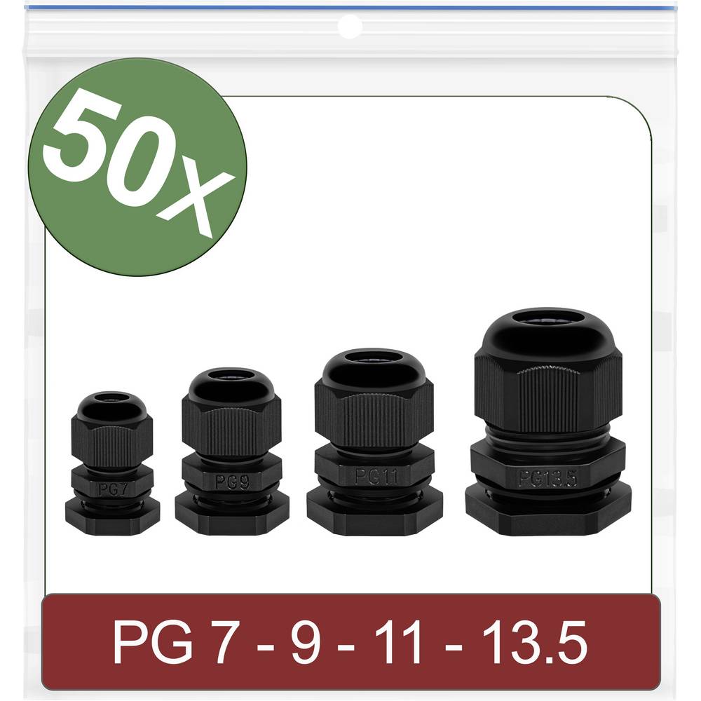 Quadrios 24CA389 Wartel PG7, PG9, PG11, PG13.5 Polyamide Zwart 50 stuk(s)