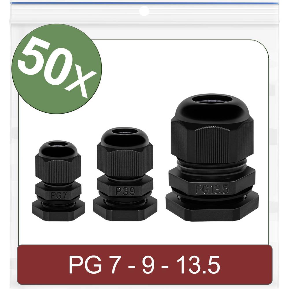 Quadrios 24CA390 Wartel PG7, PG9, PG13.5 Polyamide Zwart 50 stuk(s)