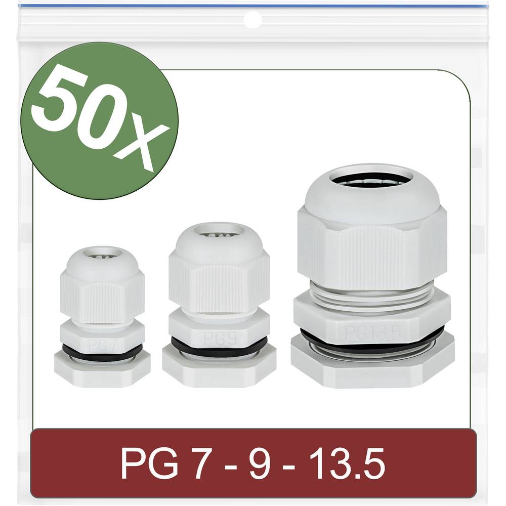 Quadrios 24CA403 Wartel PG7, PG9, PG13.5 Polyamide Grijs 50 stuk(s)