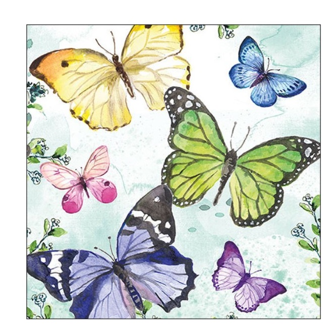 Ambiente Servetten Fluttering Butterflies Aqua 33cm FSC Mix