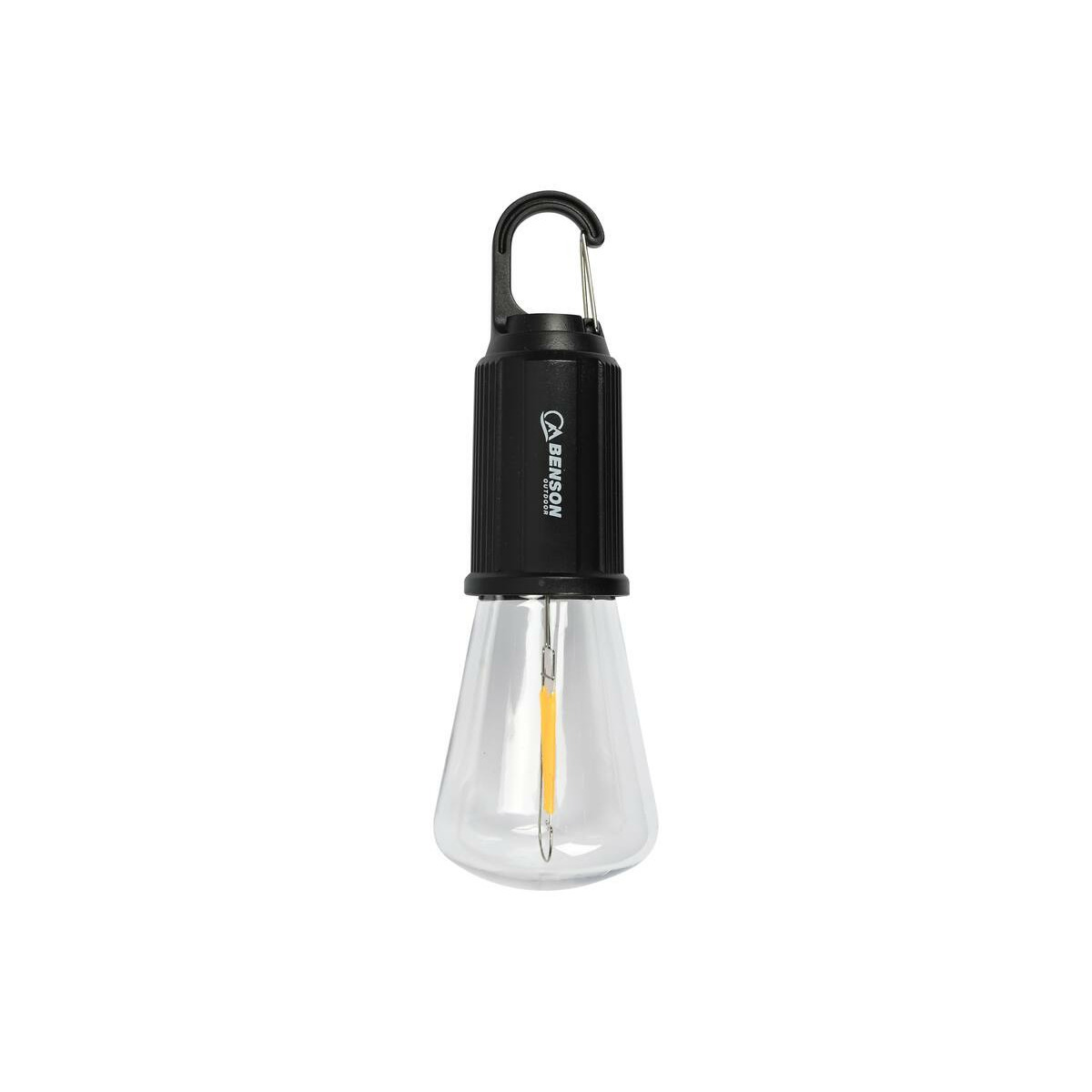 Benson Campinglamp - zwart - kunststof - 5.4 x 17.5 cm - lantaarn - oplaadbaar met karabijnhaak -