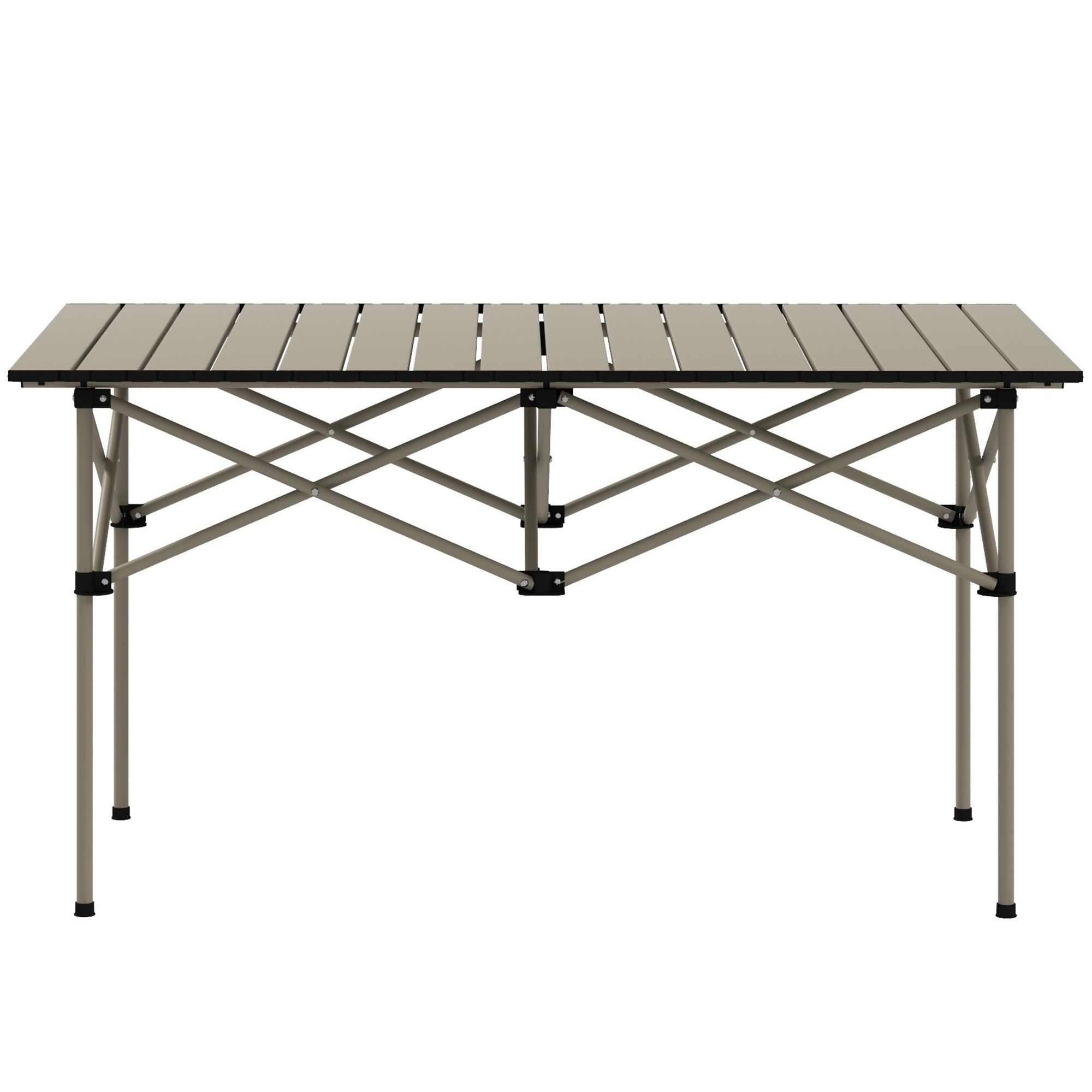 Outsunny Opvouwbare Campingtafel met Oprolbaar Tafelblad, Tuintafel van Aluminium voor 2 Personen, 95 x 55 cm, Khaki