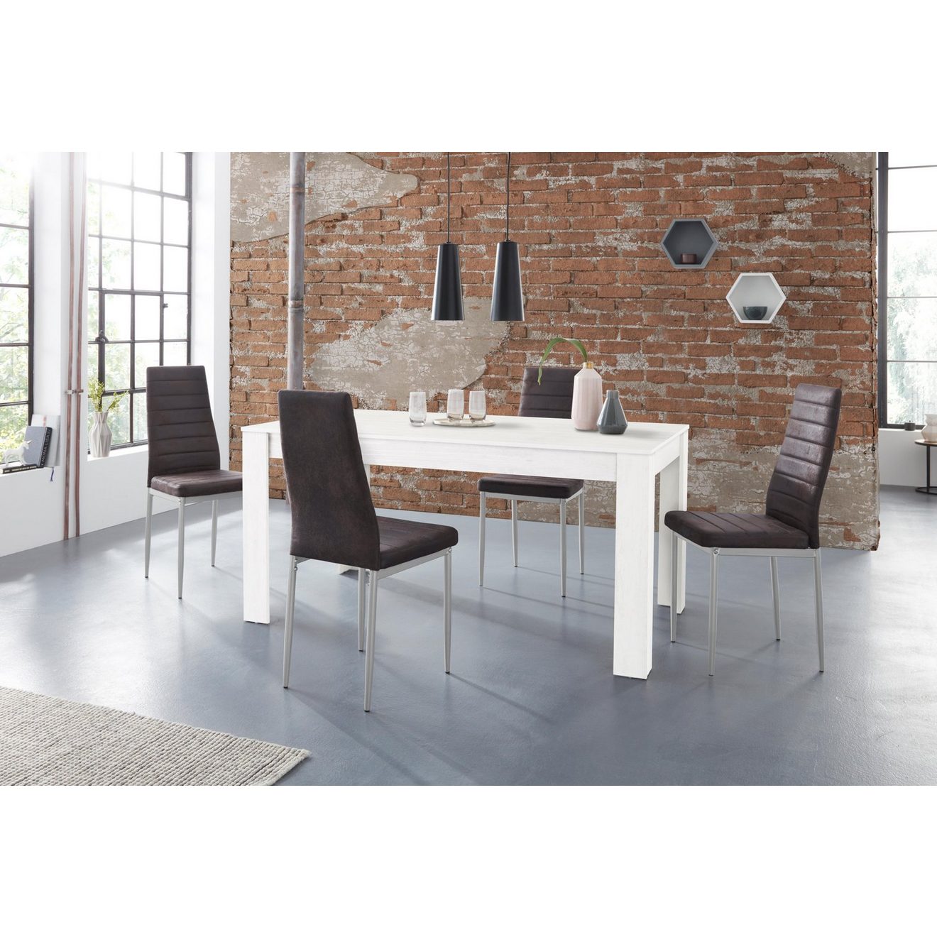 INOSIGN Eethoek Lynn160/Kate Tafel met 4 stoelen (set, 5-delig)