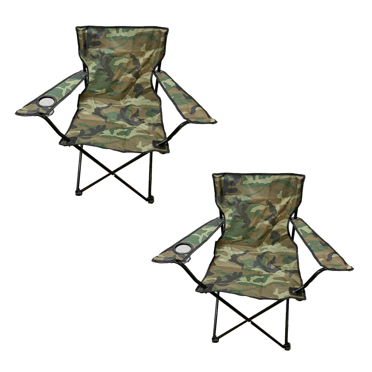 Benson Campingstoel - 2x - camouflage - opvouwbaar - 50 x 80 cm - lichtgewicht - max 100 kg - inklapbare st -