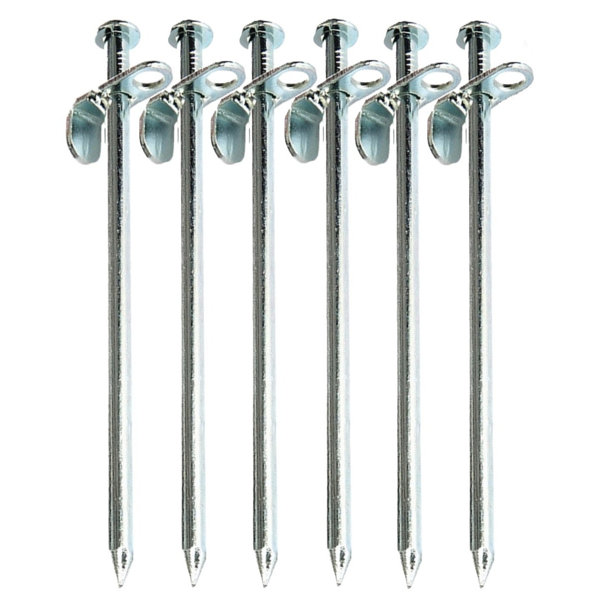 Fosco industries Grondpennen/tentharingen metaal met open oog - 6x - 20 cm - Rotspen - Spijkerharing -