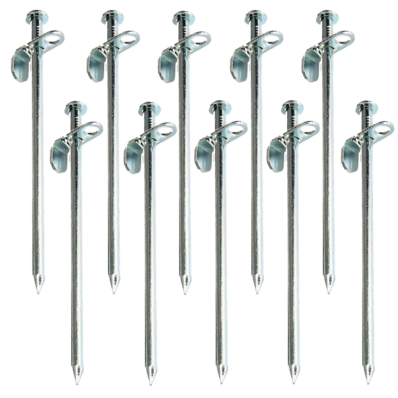 Fosco industries Grondpennen/tentharingen metaal met open oog - 10x - 20 cm - Rotspen - Spijkerharing -