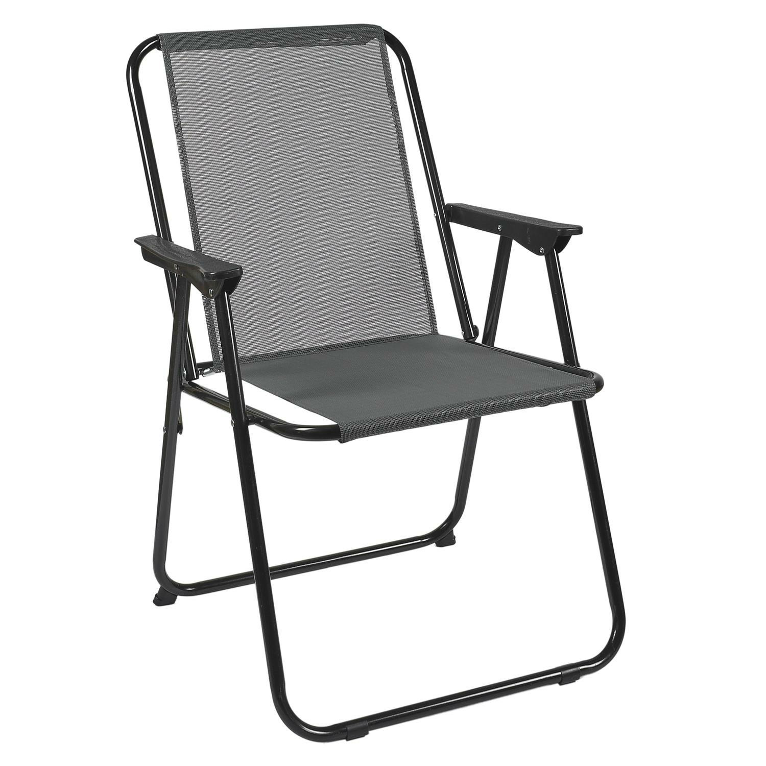 Home Deco Factory camping/strand stoel - aluminium - inklapbaar - grijs - L45 x B54 x H84 cm -