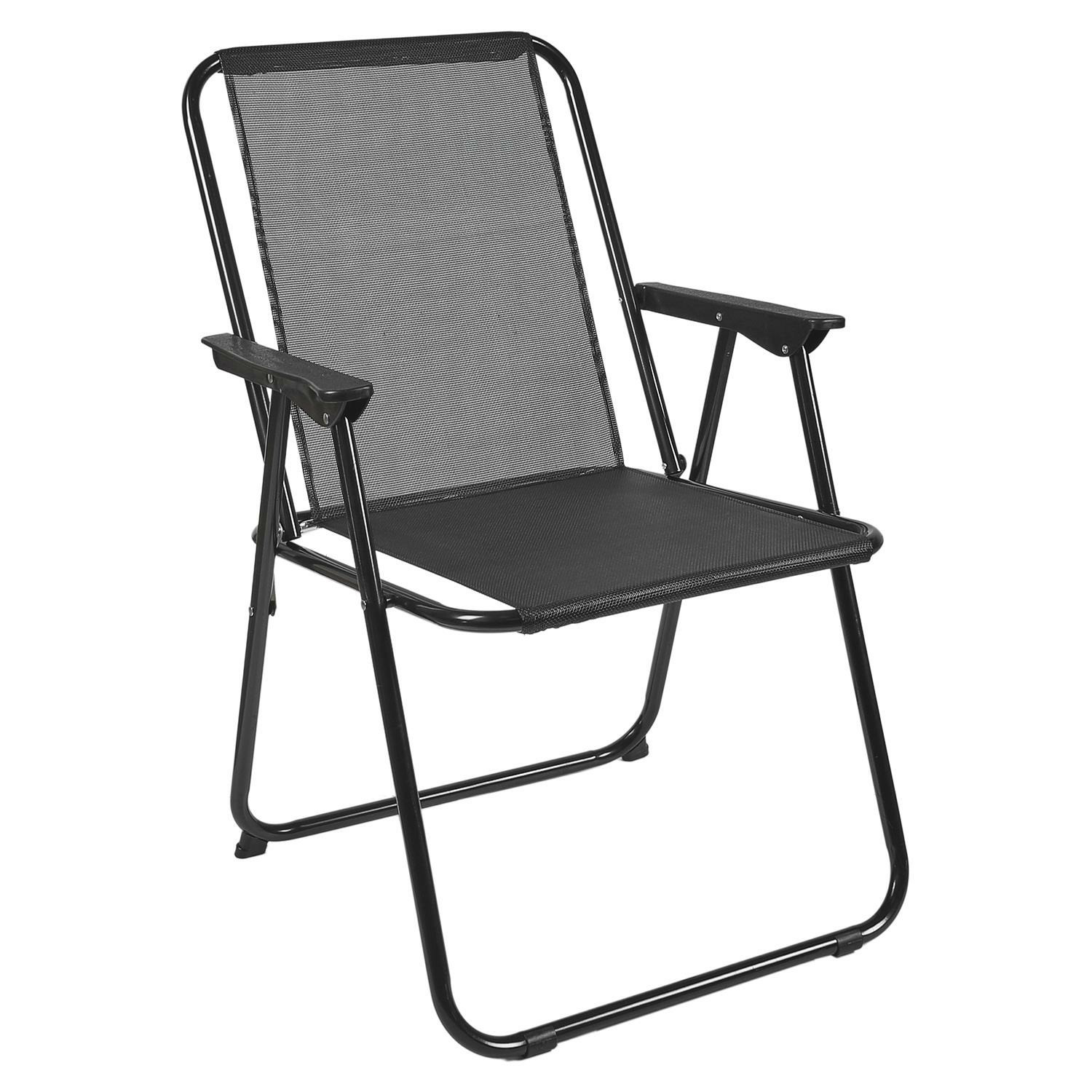 Home Deco Factory camping/strand stoel - aluminium - inklapbaar - zwart - L45 x B54 x H84 cm -