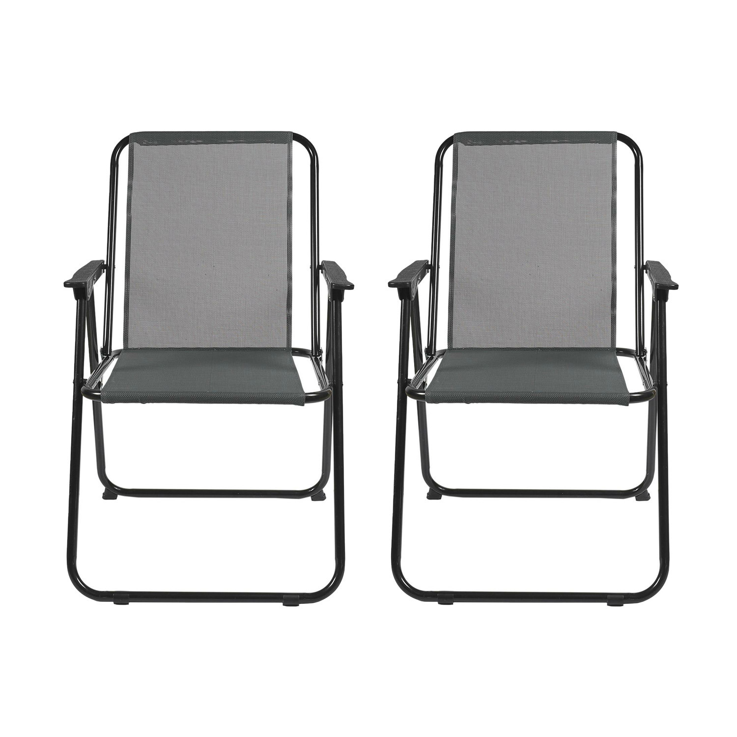 Home Deco Factory camping/strand stoel - 2x - aluminium - inklapbaar - grijs - L51 x B60 x H70 cm -