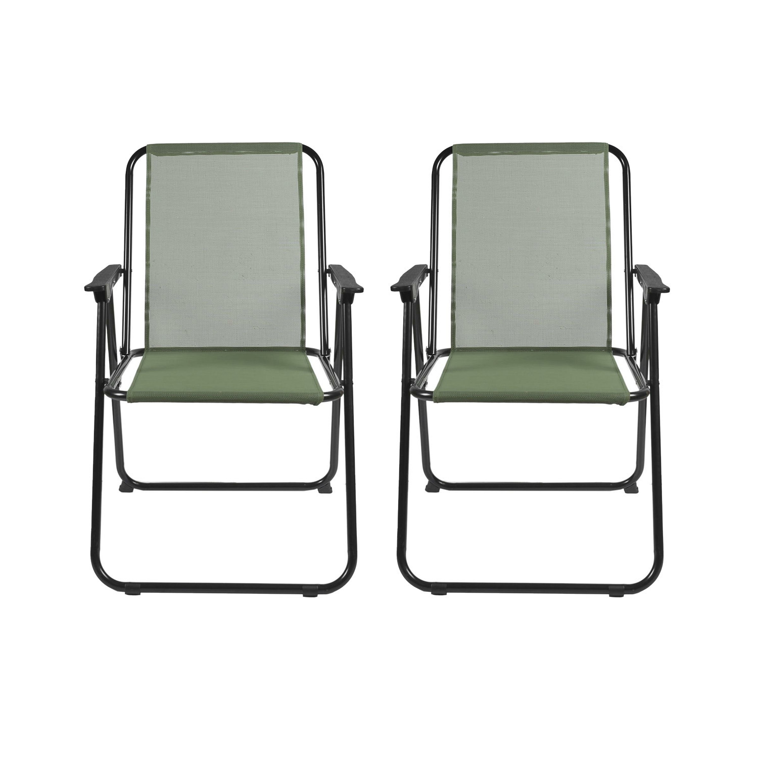 Home Deco Factory camping/strand stoel - 2x - aluminium - inklapbaar - groen - L45 x B54 x H84 cm -