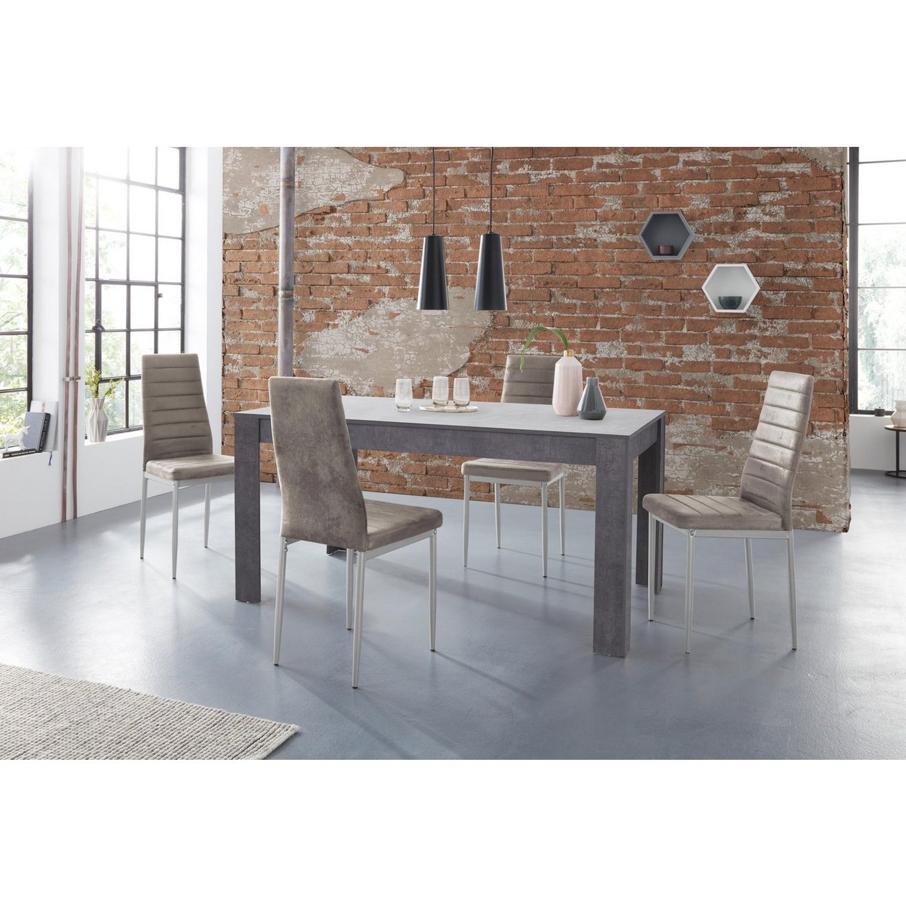 INOSIGN Eethoek Lynn160/Kate Tafel met 4 stoelen (set, 5-delig)