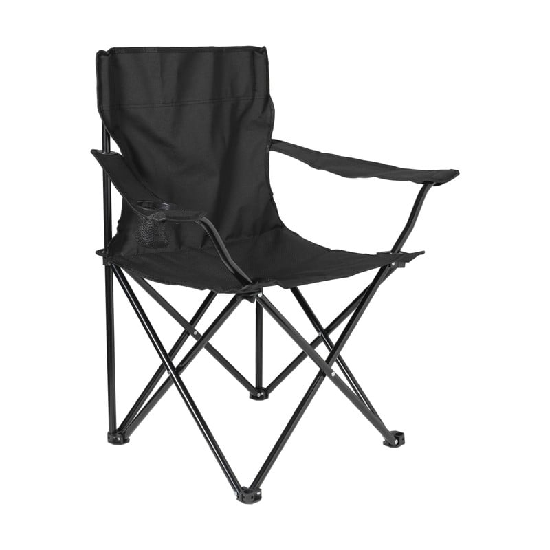 Xenos Opvouwbare campingstoel - zwart - 80x75x50 cm