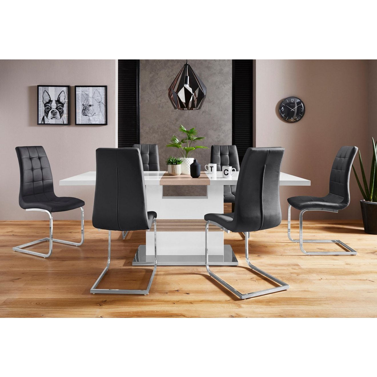 INOSIGN Eethoek Perez/Lola met 4 stoelen, tafel uittrekbaar, breedte 160-200 cm (set, 5-delig)