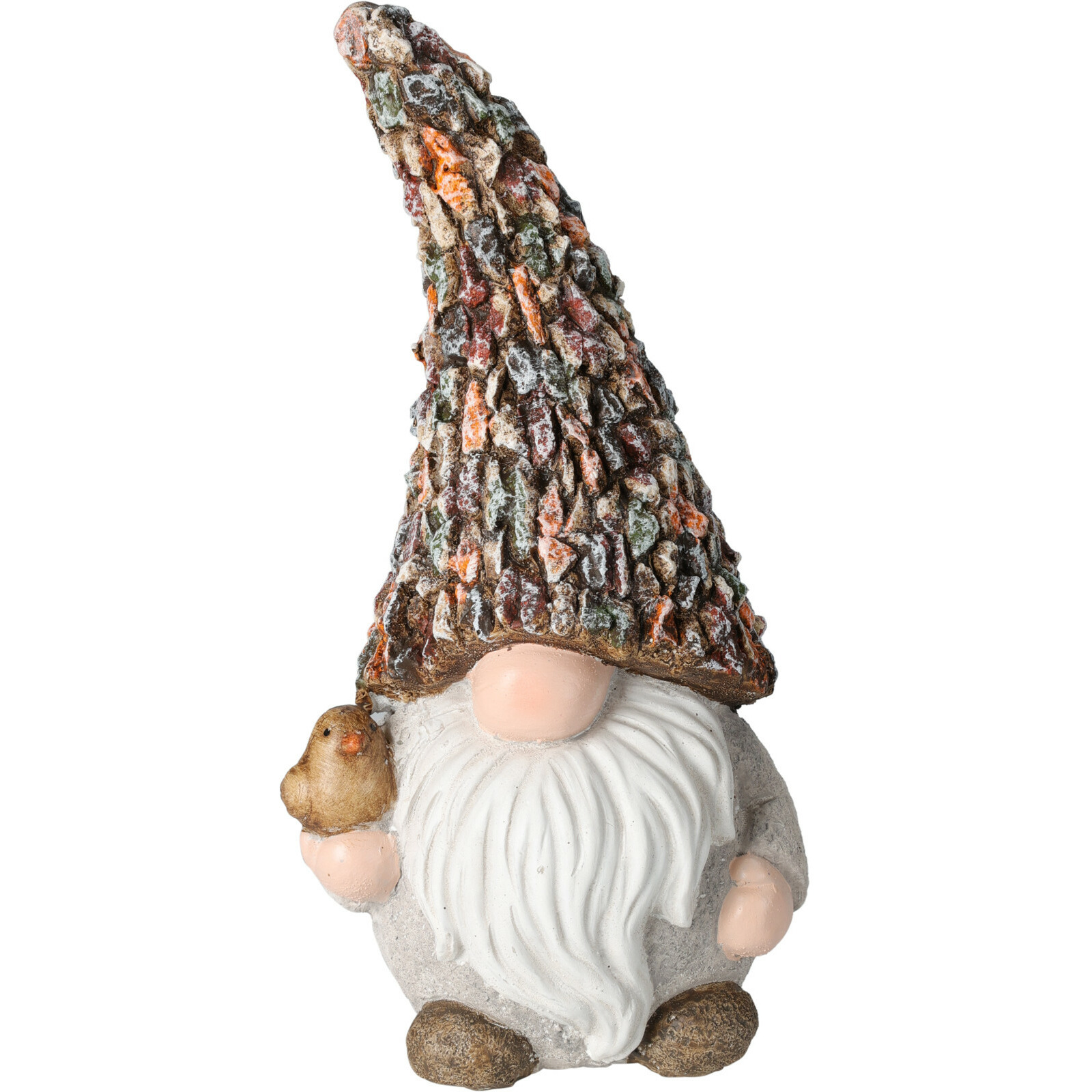 Pro Garden Tuinkabouter beeld Gerrit - Polystone - met vogel - 30 cm -
