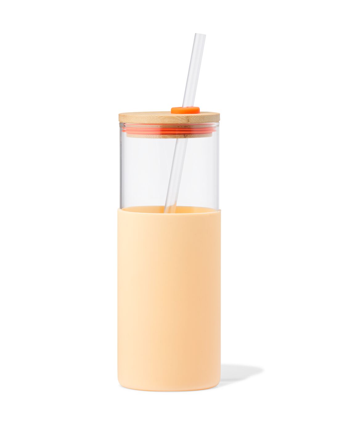 HEMA Drinkglas Met Deksel En Rietje (lichtoranje)