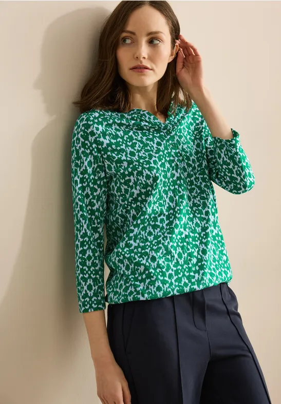 Cecil Shirt met 3/4 mouwen met minimal-print en in tuniek-look