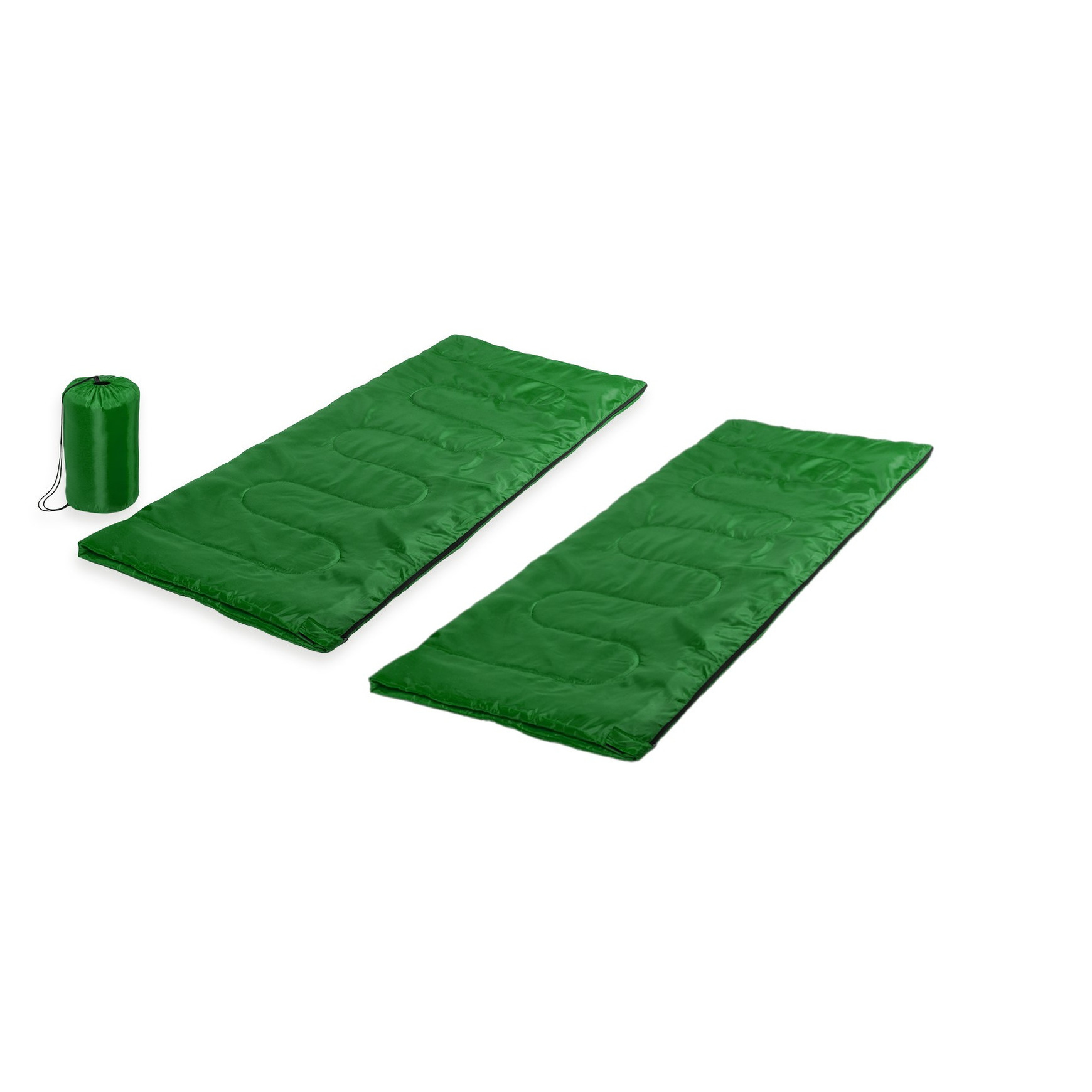 Merkloos Set van 2x stuks groene kampeer 1 persoons slaapzakken dekenmodel 75 x 185 cm -