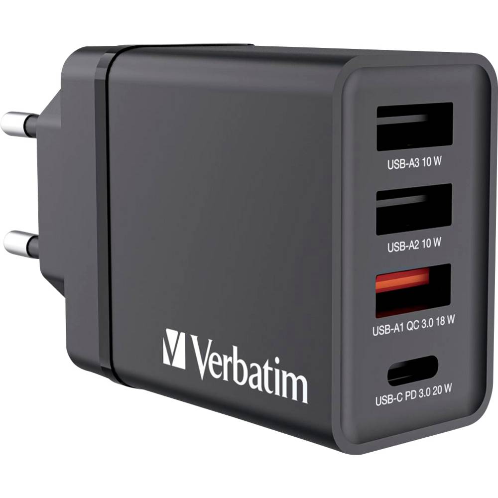 Verbatim CHR-30EU1 GSM-lader USB-A, USB-C 30 W Zwart