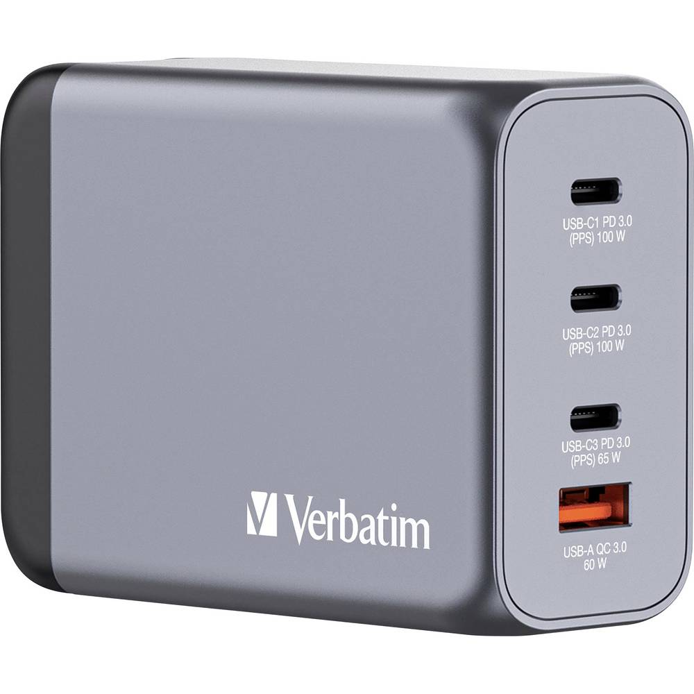 Verbatim GNC-200 GaN GSM-lader USB-C, USB-A 200 W GaN Grijs