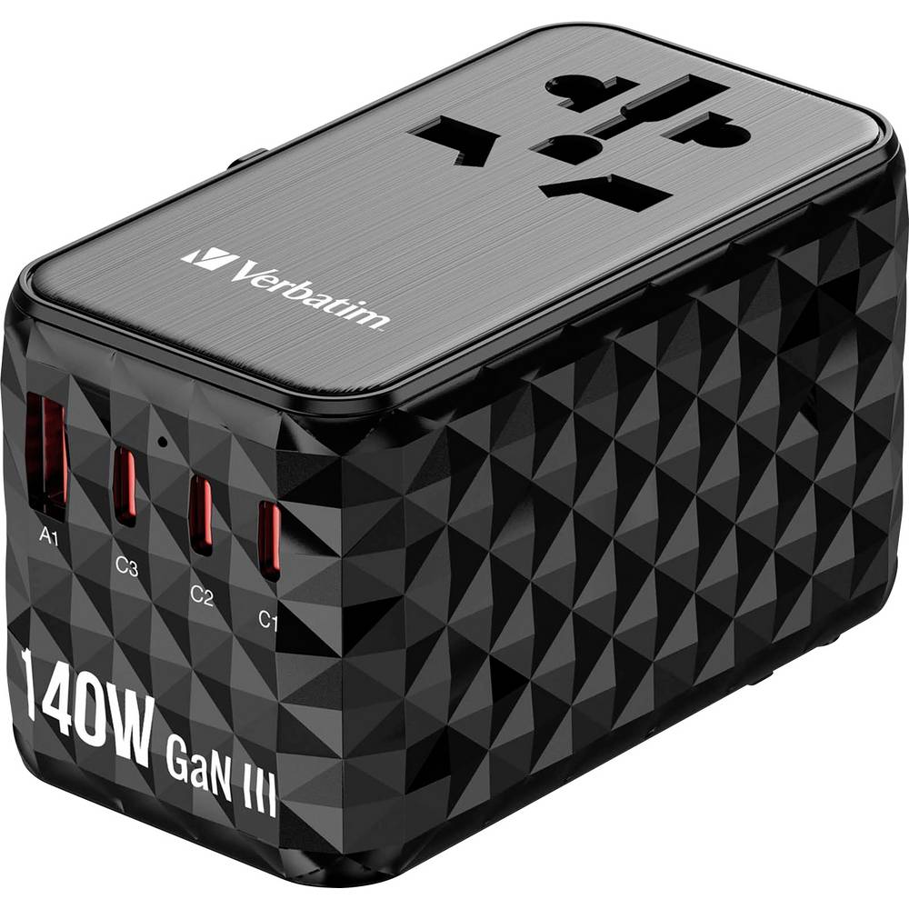 Verbatim UTA-10 GaN III GSM-lader USB-A, USB-C 140 W Zwart, Grijs