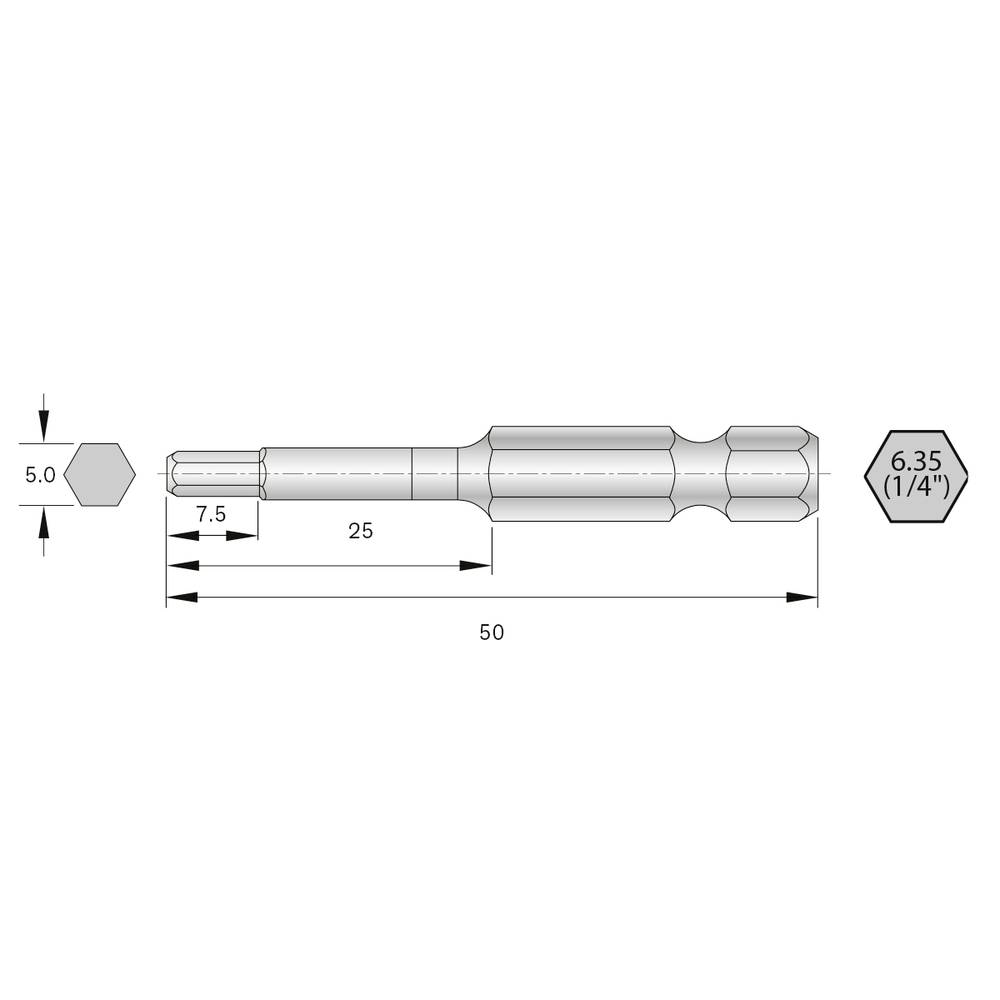 Bernstein Tools for Electronics 6-HX50-50 Bitset HRC-staal Hooggelegeerd E 6.3 6 stuk(s)