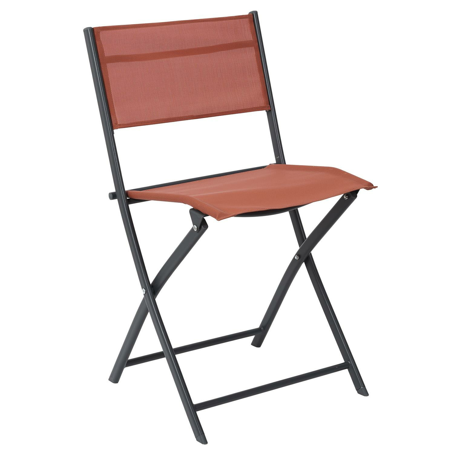 Home Deco Factory camping buiten klapstoel - aluminium - terracotta - L46 x B50 x H80 cm -