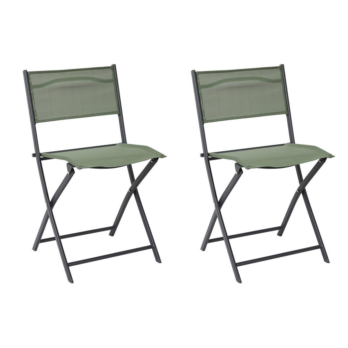 Home Deco Factory camping buiten klapstoel - 2x - aluminium - groen - L46 x B50 x H80 cm -