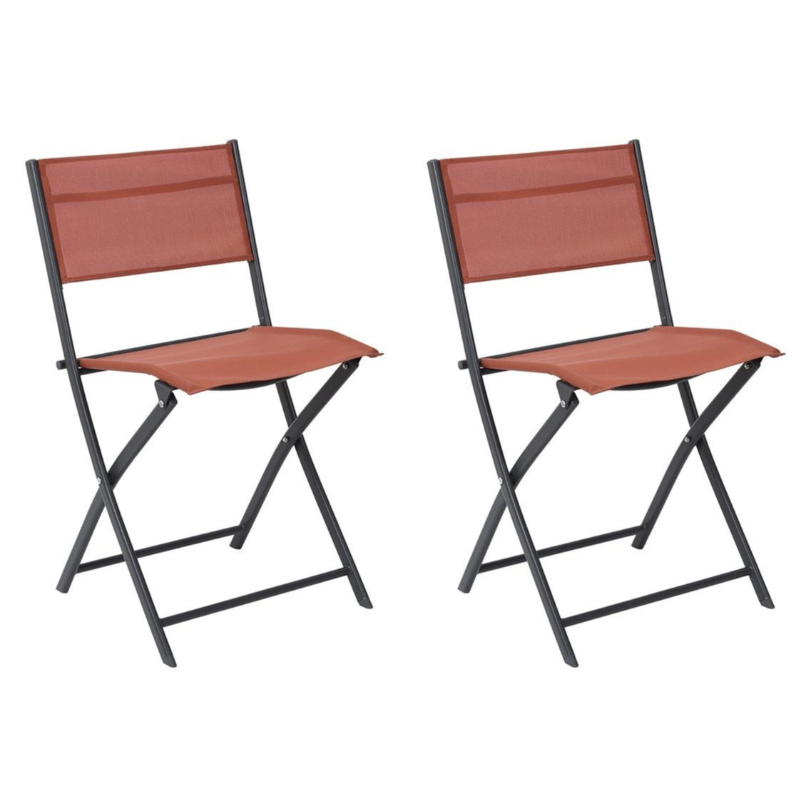 Home Deco Factory camping buiten klapstoel - 2x - aluminium - terracotta - L46 x B50 x H80 cm -